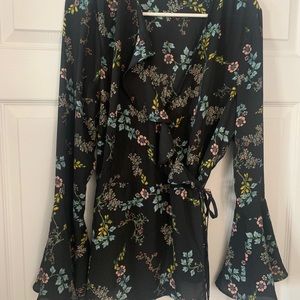 Target who what wear floral wrap blouse